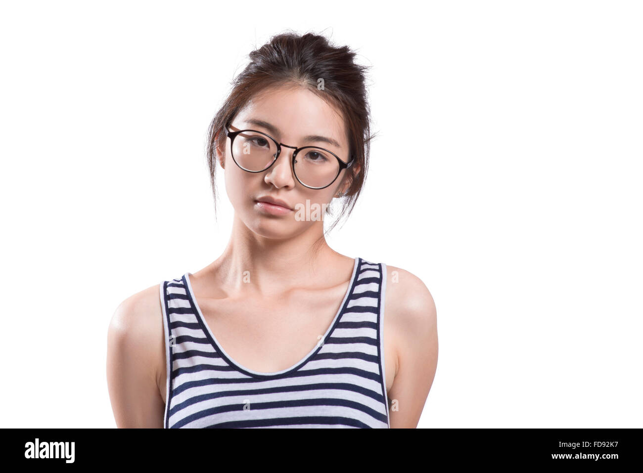 Portrait of young woman depressed Stock Photo