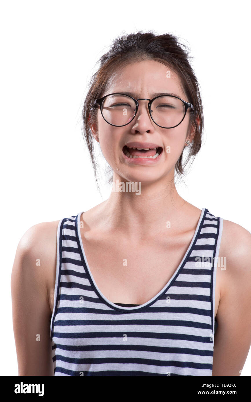 Portrait of young woman crying Stock Photo