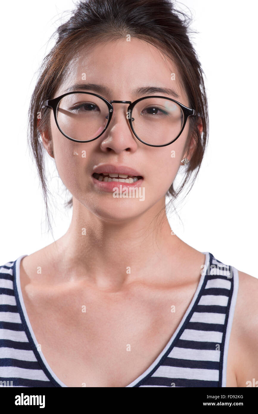 Portrait of young woman crying Stock Photo