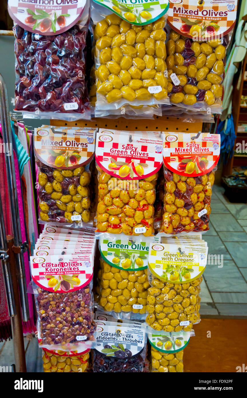 Vacuum packed olives, Central market, 1866 street, Heraklion, Crete