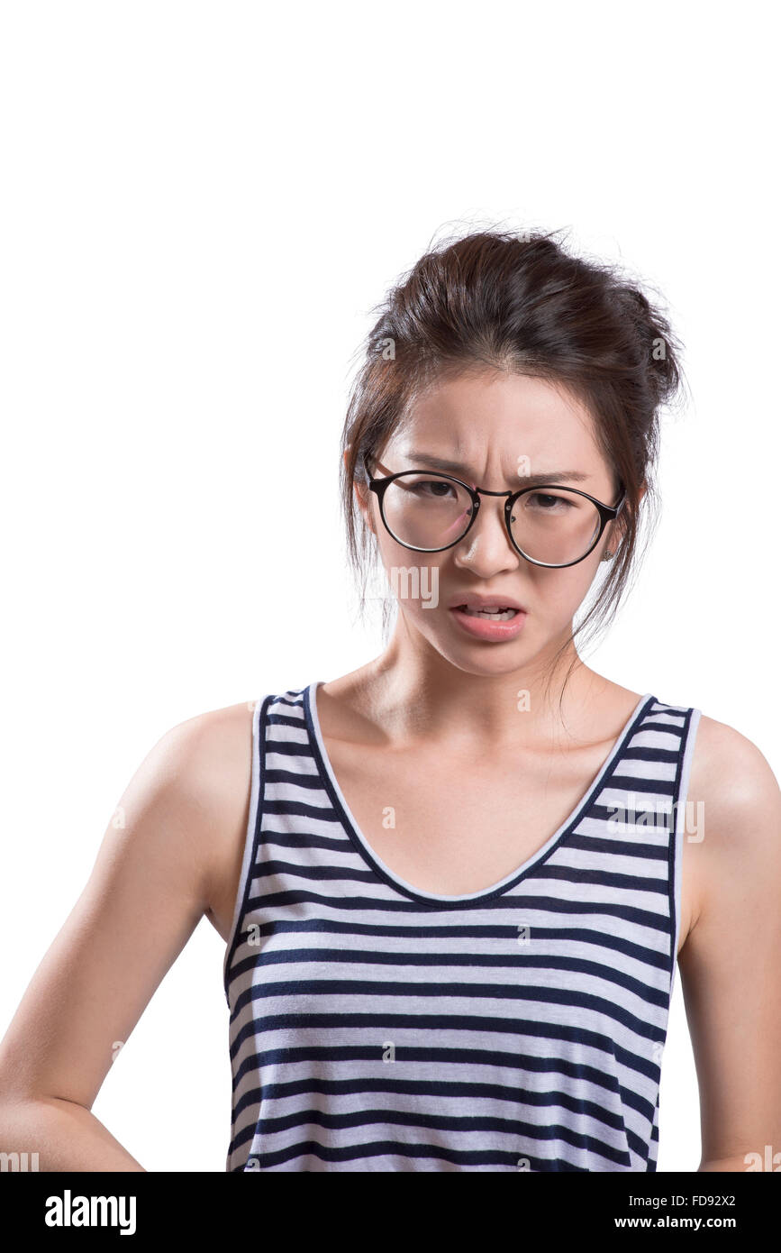 Portrait Of Young Woman Disgusted Stock Photo Alamy