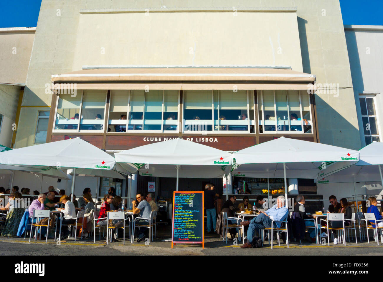 Restaurant, Clube Naval de Lisboa, naval club, riverside promenade, Belem, Lisbon, Portugal Stock Photo