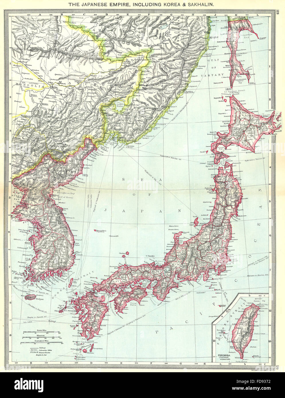 Japan Japanese Empire Including Korea Sakhalin Map Of Formosa Taiwan 1907 Stock Photo Alamy
