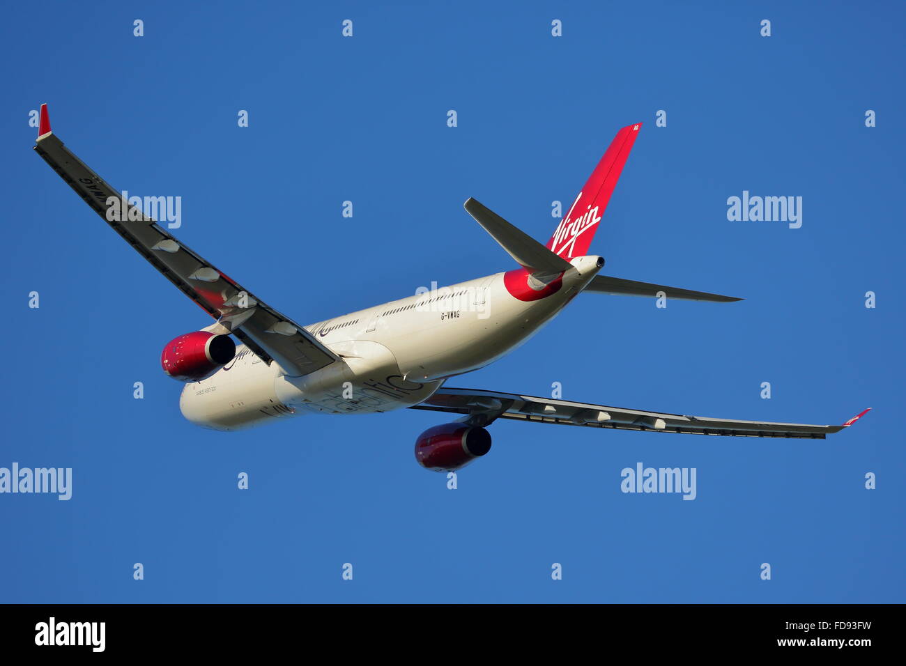 Virgin Atlantic Airbus 330-300 G-VWAG departing from London Heathrow Airport, UK Stock Photo
