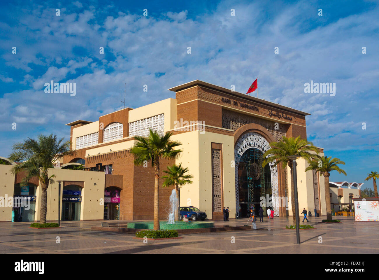 Railway station, Gueliz, Ville Nouvelle, Marrakesh, Morocco, northern Africa Stock Photo