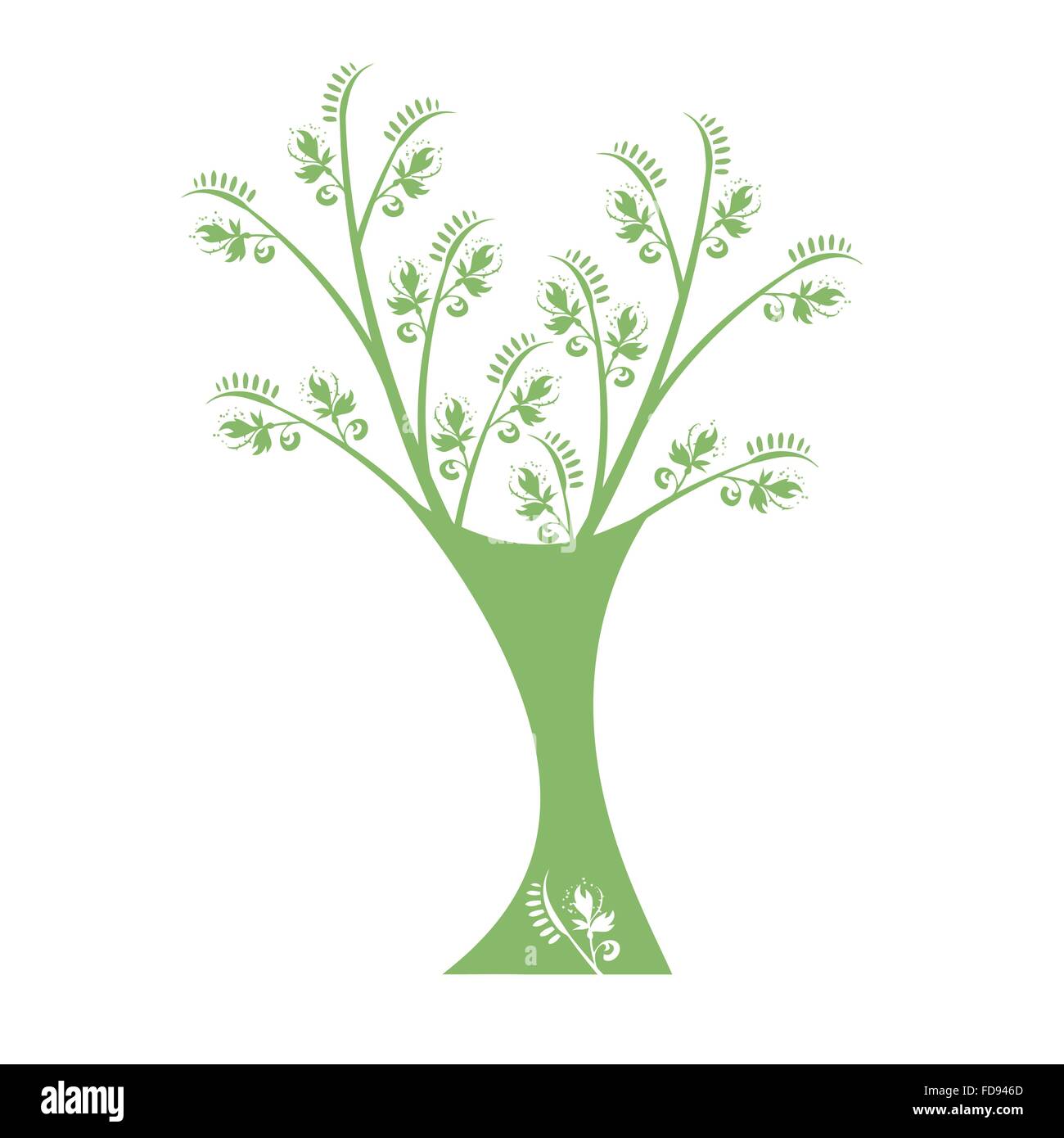 Art tree silhouette isolated on white background Stock Vector