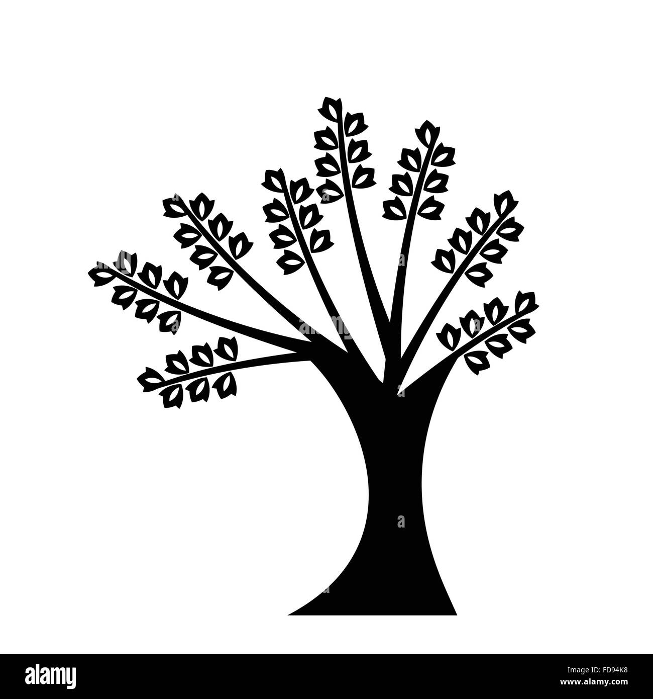 Art tree silhouette isolated on white background Stock Vector Image ...