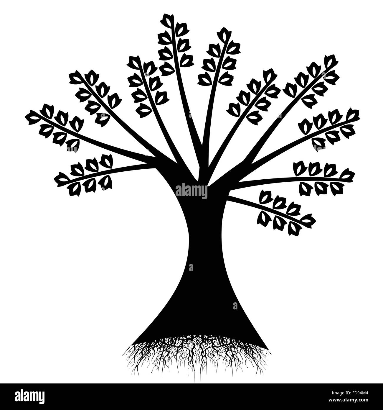 Art tree silhouette isolated on white background Stock Vector Image ...