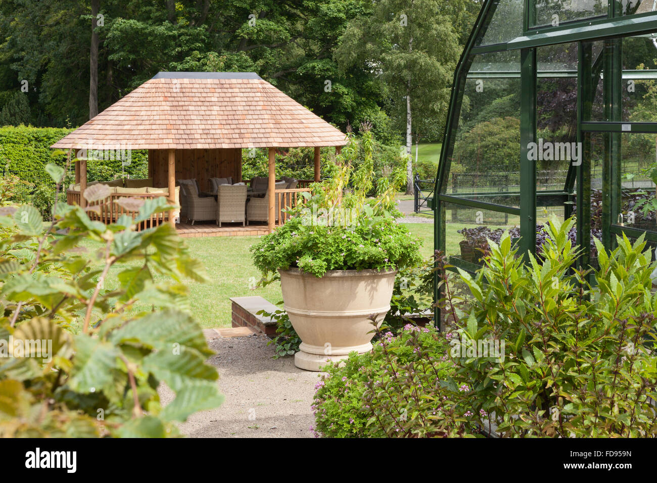 The Breeze House. The Kitchen Garden at Rudding Park, North Yorkshire, UK. Summer, July 2015. Stock Photo