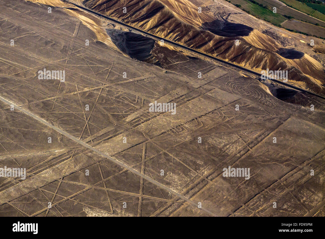 Trapezoids and the Nazca Lines, Nazca Desert. Peru. Stock Photo