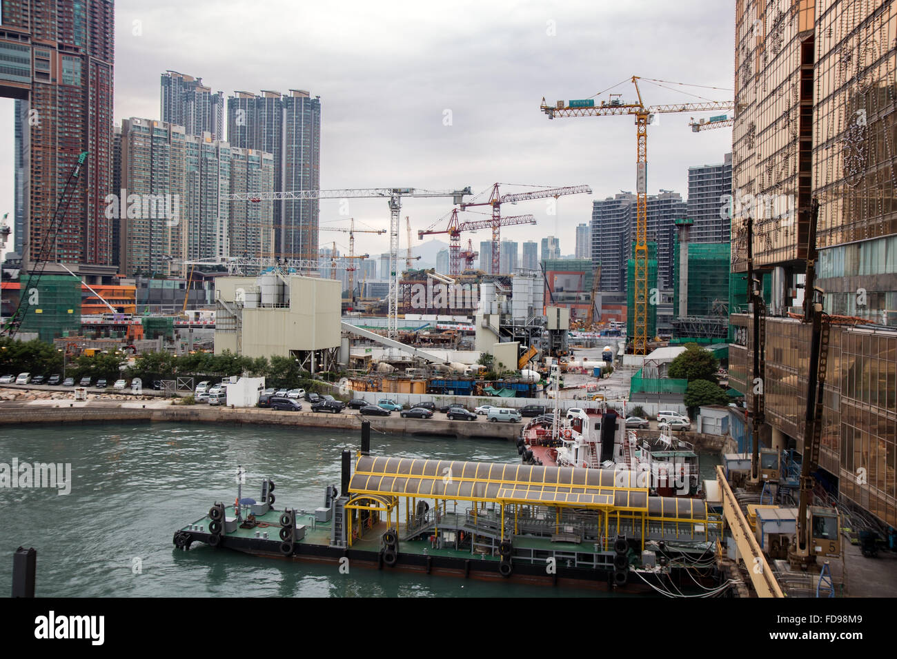 dock and construction site in Hong Kong Stock Photo
