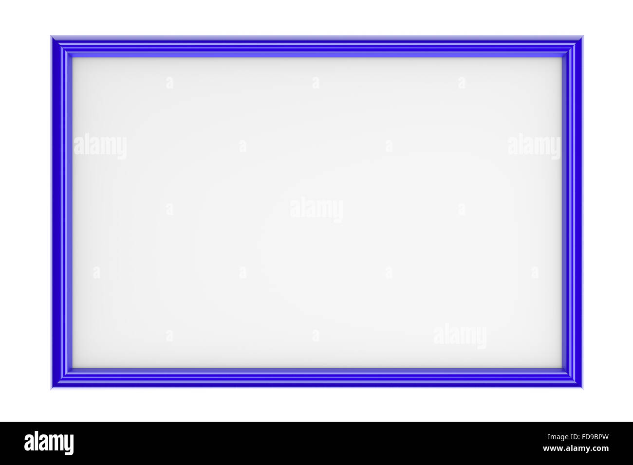 Blue Rectangular Plastic Picture Frame Isolated on White Background 3D