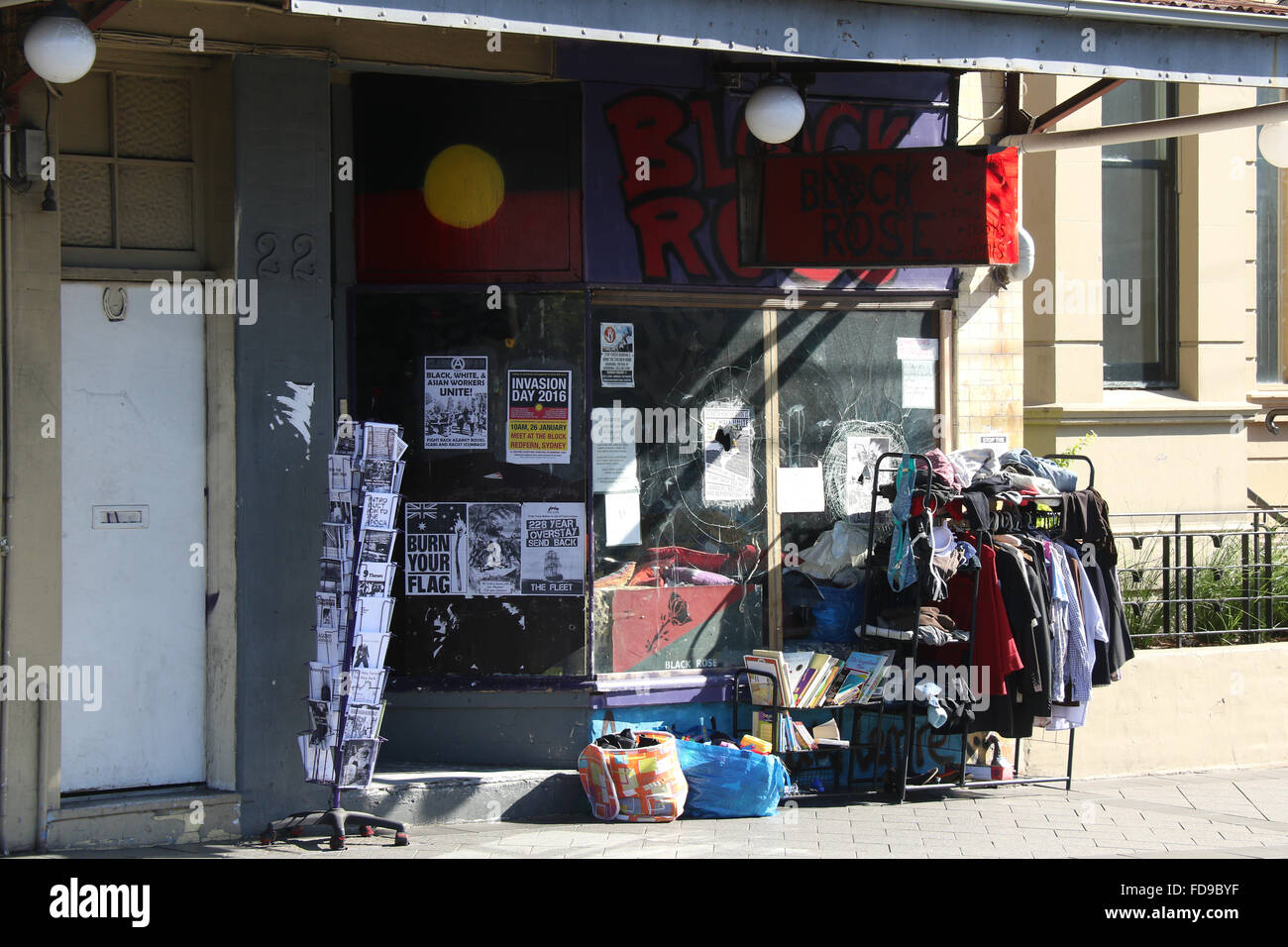 Sydney, Australia. 29 January 2016. The Black Rose Anarchist Library & Social Centre was the scene of in incident in which about five people reportedly came out of the anarchist bookshop and attacked two high-ranking members of patriotic Australian groups, Ralph Cerminara and Daniel Evans with weapons.  Both suffered injuries and were taken to hospital. Credit: Richard Milnes/Alamy Live News Stock Photo