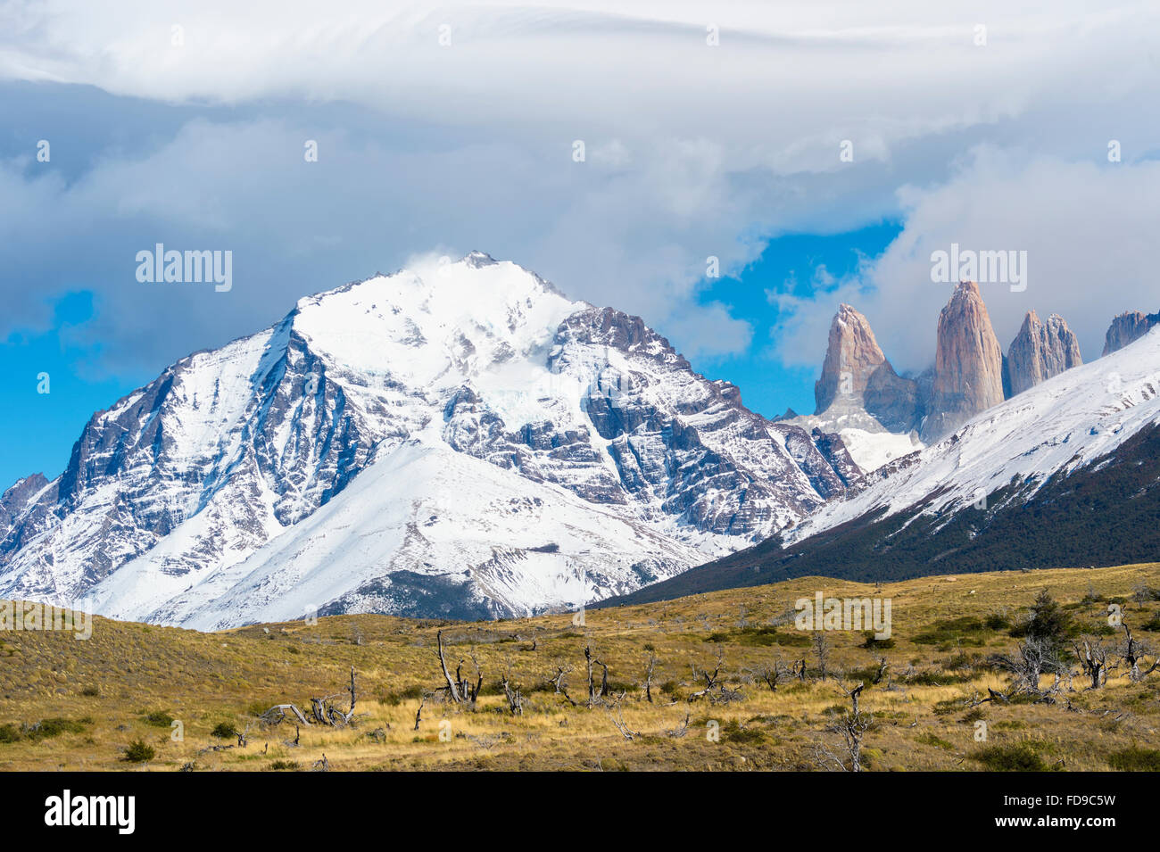 Cuernos del Paine and the Torres, Torres del Paine National Park, Chilean Patagonia, Chile Stock Photo