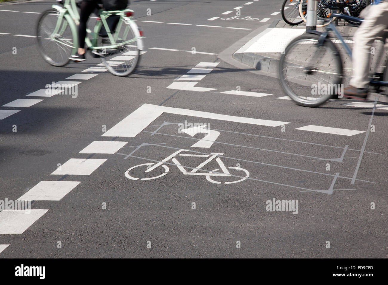 Bike Lane and Cyclist, Cologne; Germany Stock Photo - Alamy