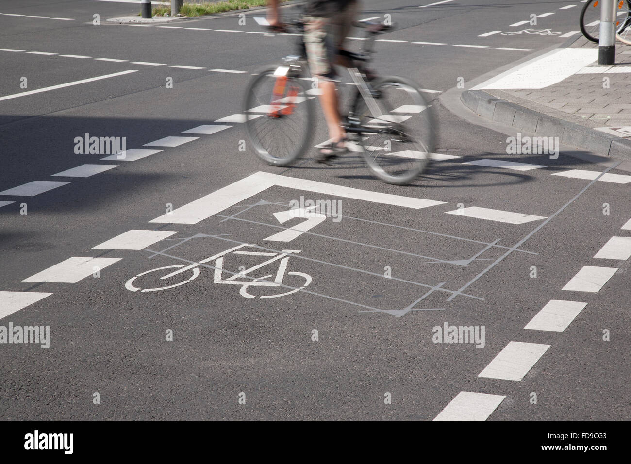 Bike Lane and Cyclist, Cologne; Germany Stock Photo - Alamy
