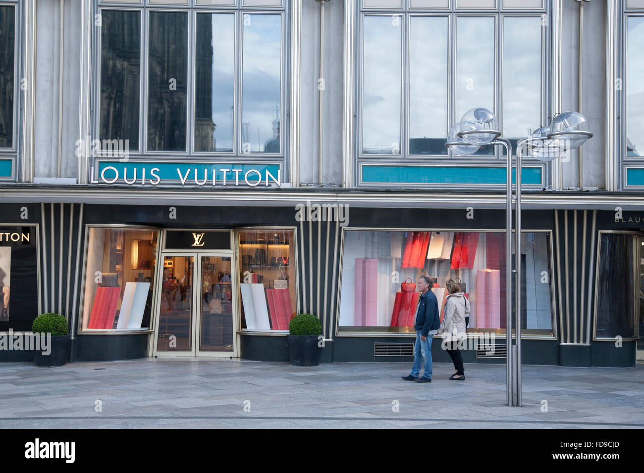 Louis Vuitton storefront in an upscale shopping district of Cologne  Germany. By contrast, the reflection of the Cologne Cathedral is visible in  the w Stock Photo - Alamy