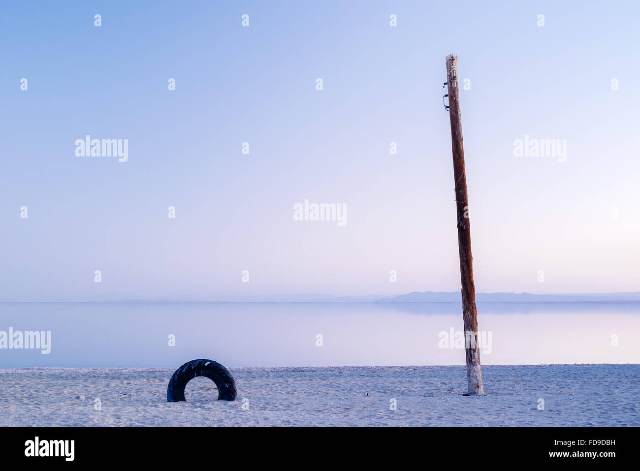 Litter and remains of Bombay Beach, on the eastern shore of the Salton Sea, California Stock Photo