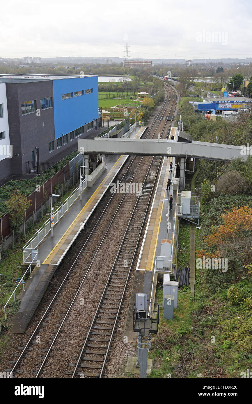 High level view of Blackhorse Road Station in Walthamstow, north London