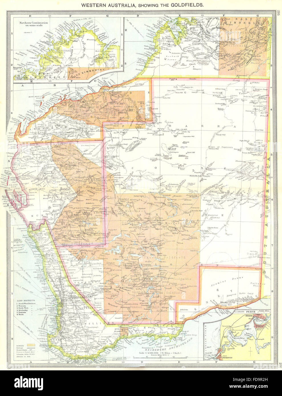 AUSTRALIA Goldfields; maps of Northern Continuation; Perth 1907 Western