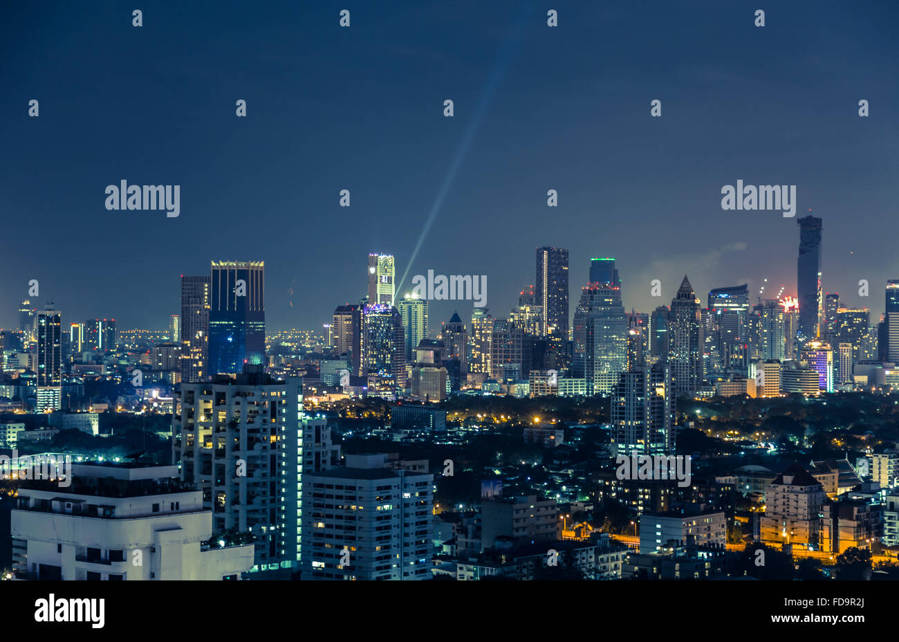 Bangkok skyline at night panorama Stock Photo - Alamy