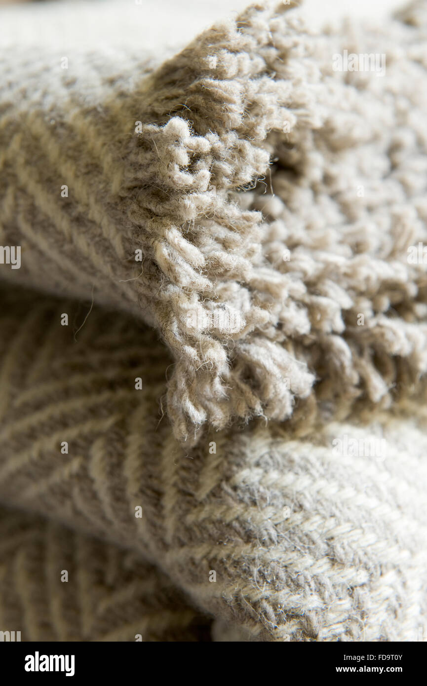Fringed edge of woolen blanket Stock Photo Alamy