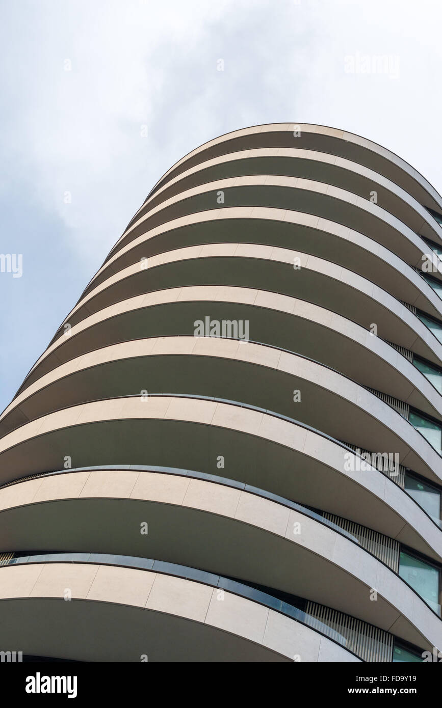 Modern architecture in London UK, an abstract image of a new tower block or skyscraper Stock Photo