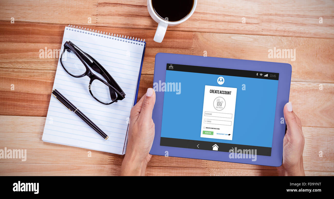 Composite image of computer register page Stock Photo Alamy