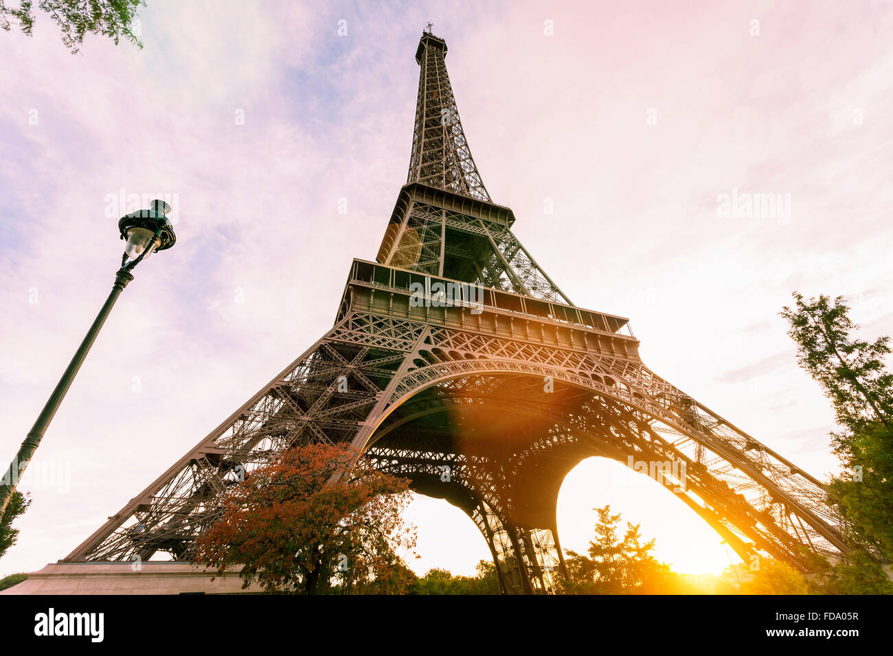 Paris, Eiffel tower at sunset Stock Photo
