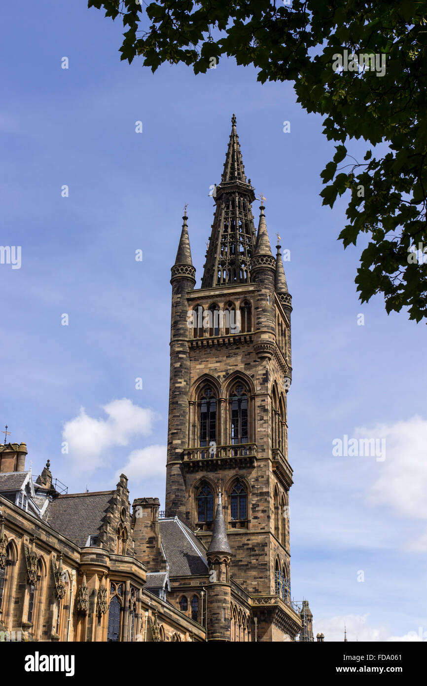 University of Glasgow tower in summer Stock Photo