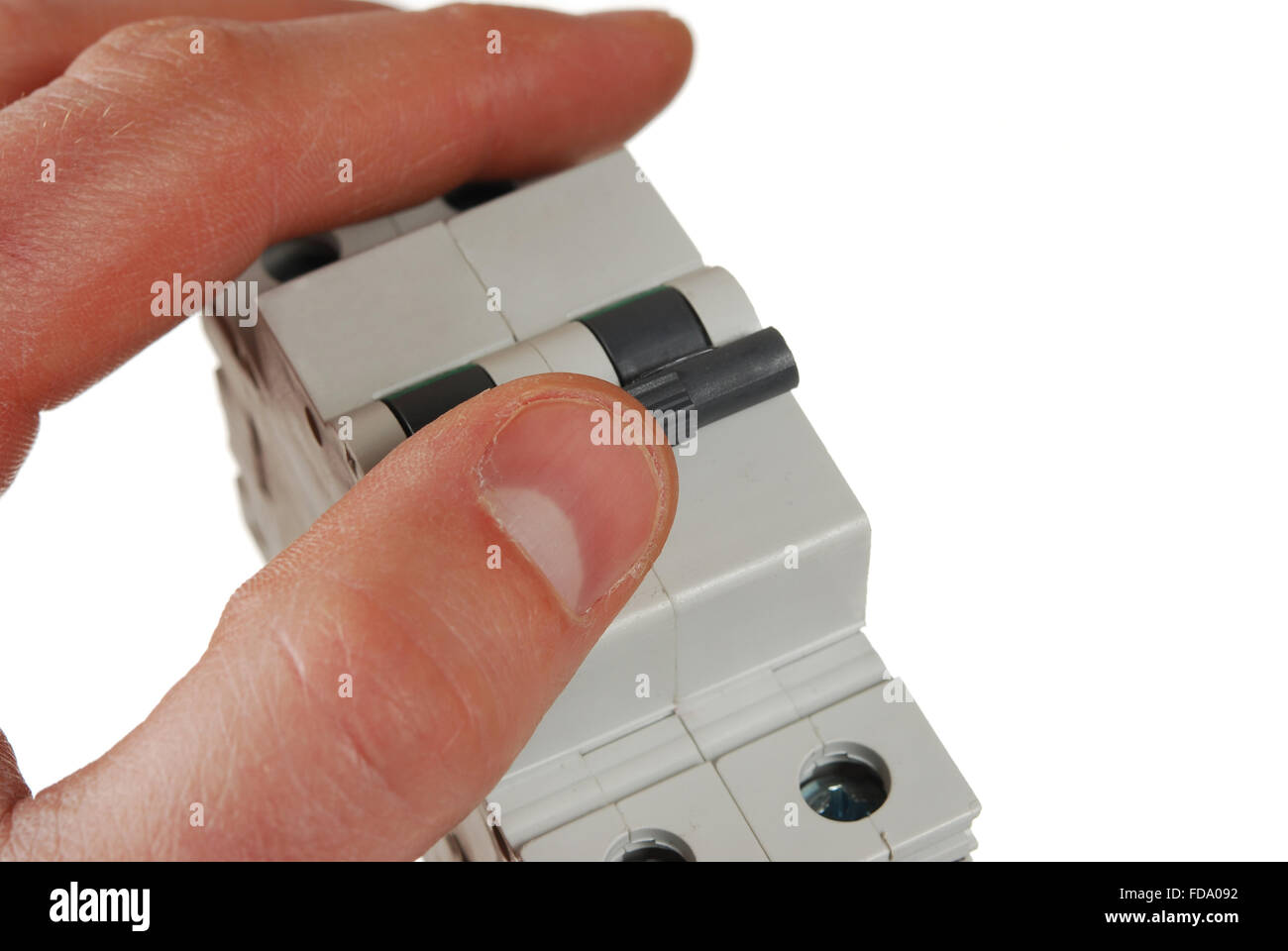 The electric switch on a white background Stock Photo Alamy