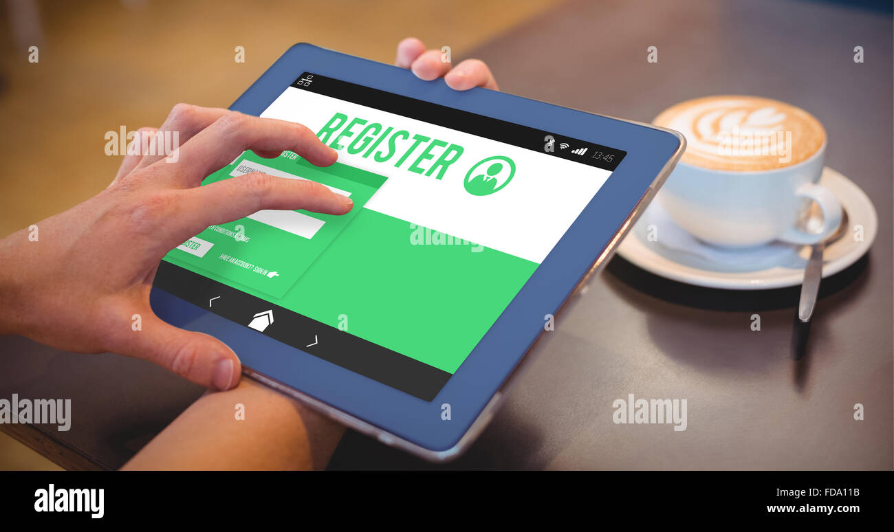 Composite image of computer register page Stock Photo Alamy