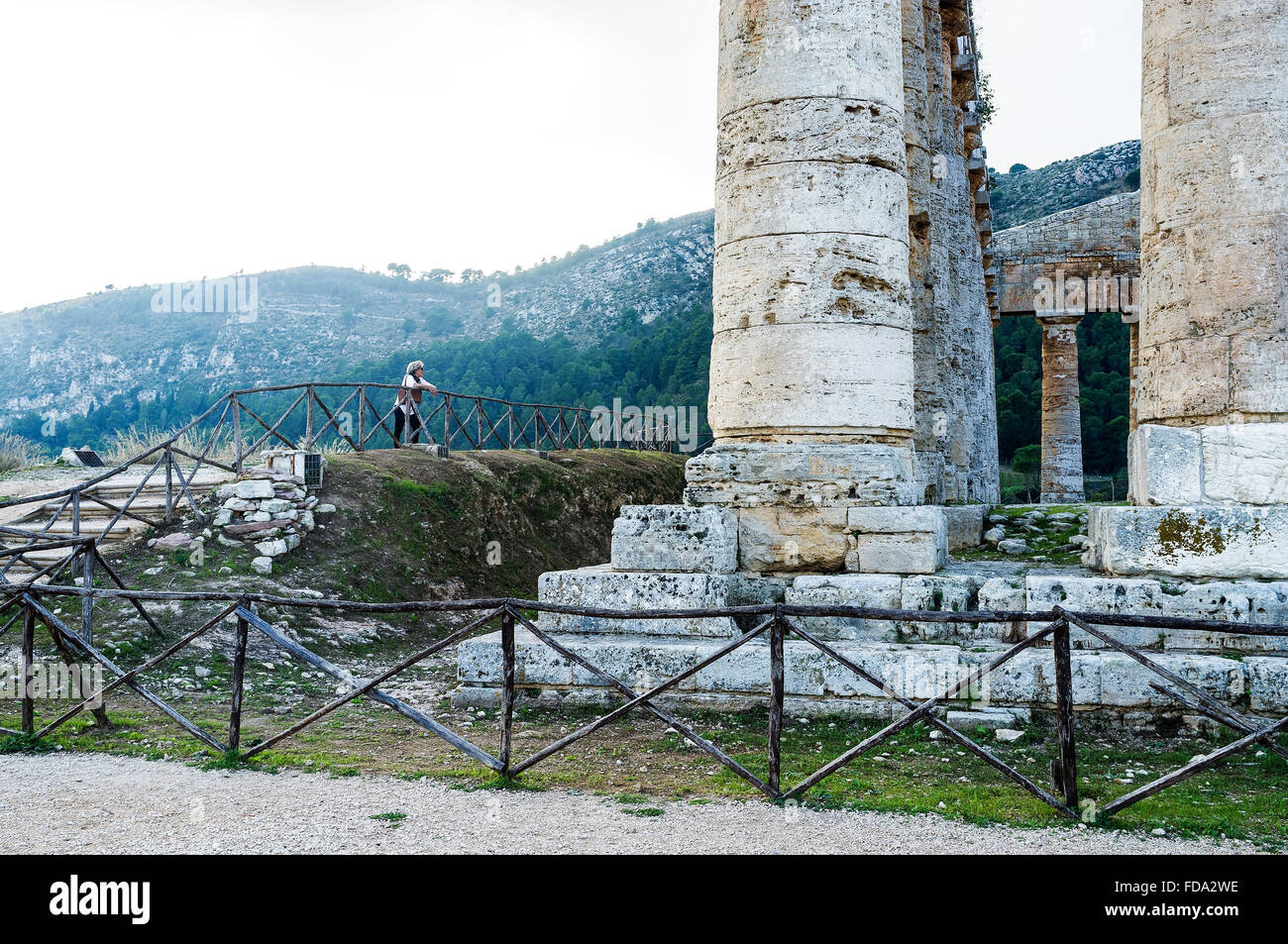 The Doric Temple at Segesta, Sicily built in late 5th century BC Stock Photo
