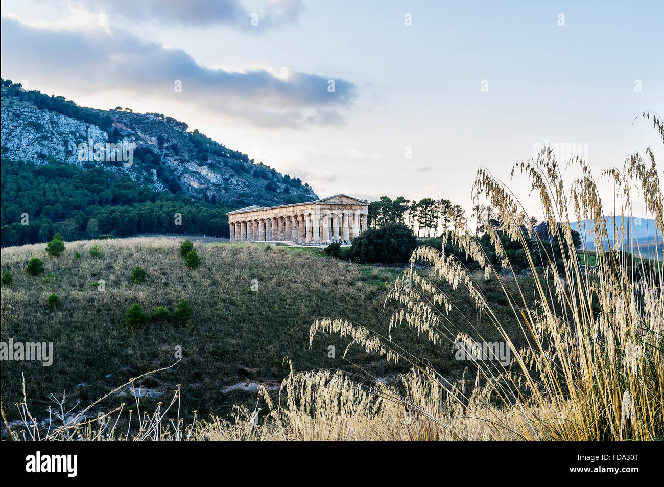The Doric Temple at Segesta, Sicily built in late 5th century BC Stock Photo