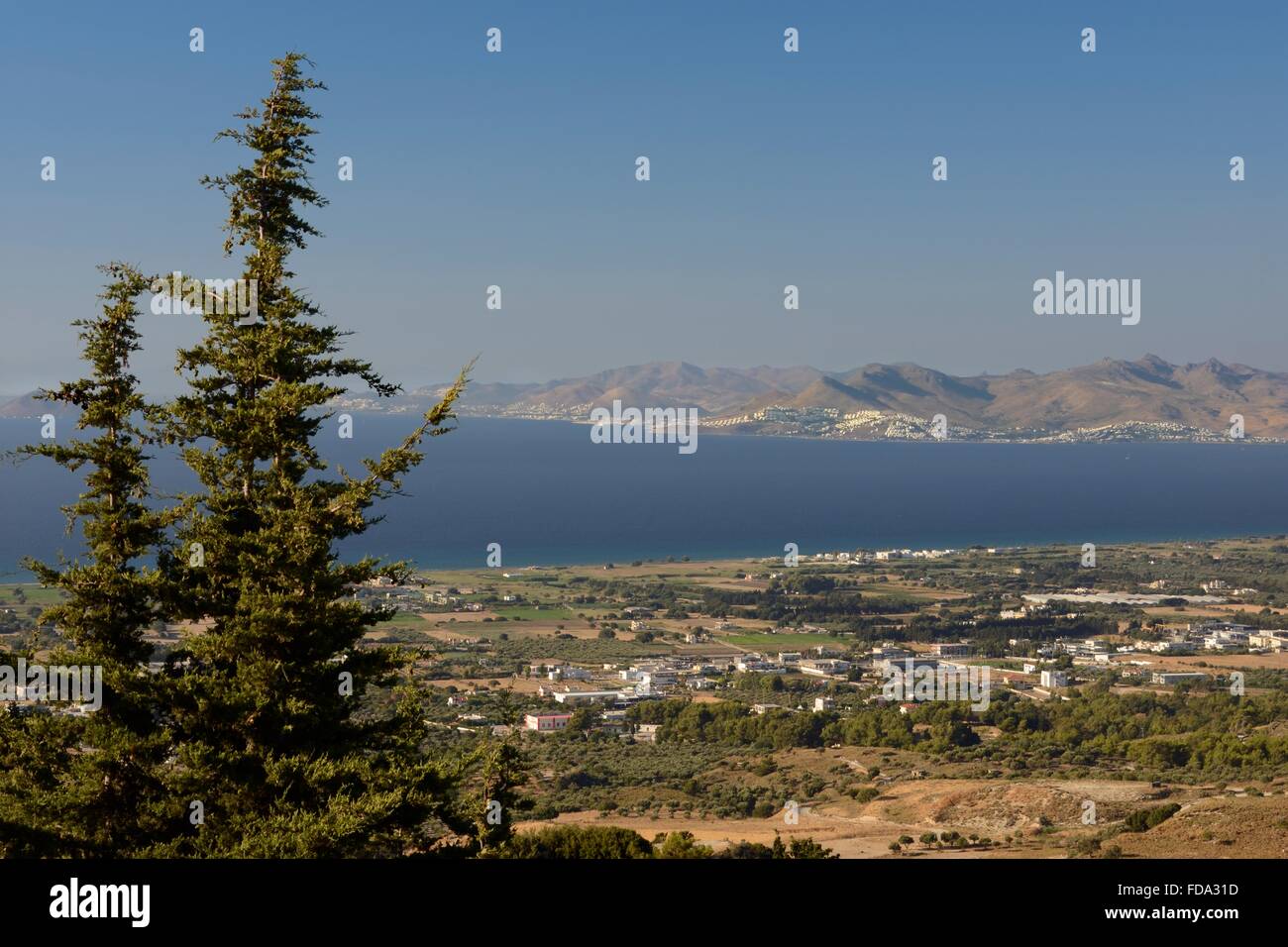 Overview of the north coast of Kos with Turkey less than five miles away across the Aegean. Stock Photo