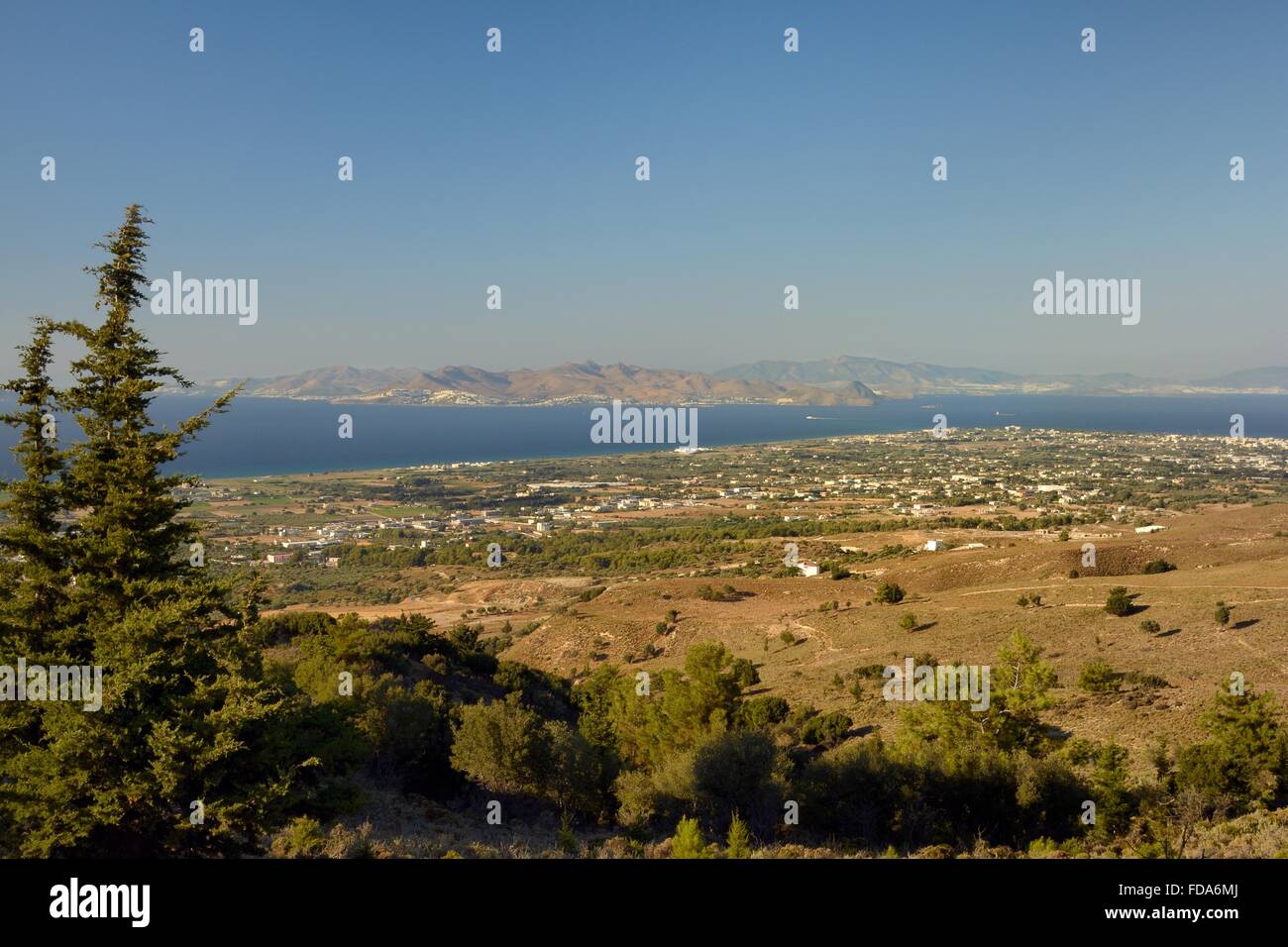 Overview of the north coast of Kos near Kos town with Turkey less than five miles away across the Aegean. Stock Photo