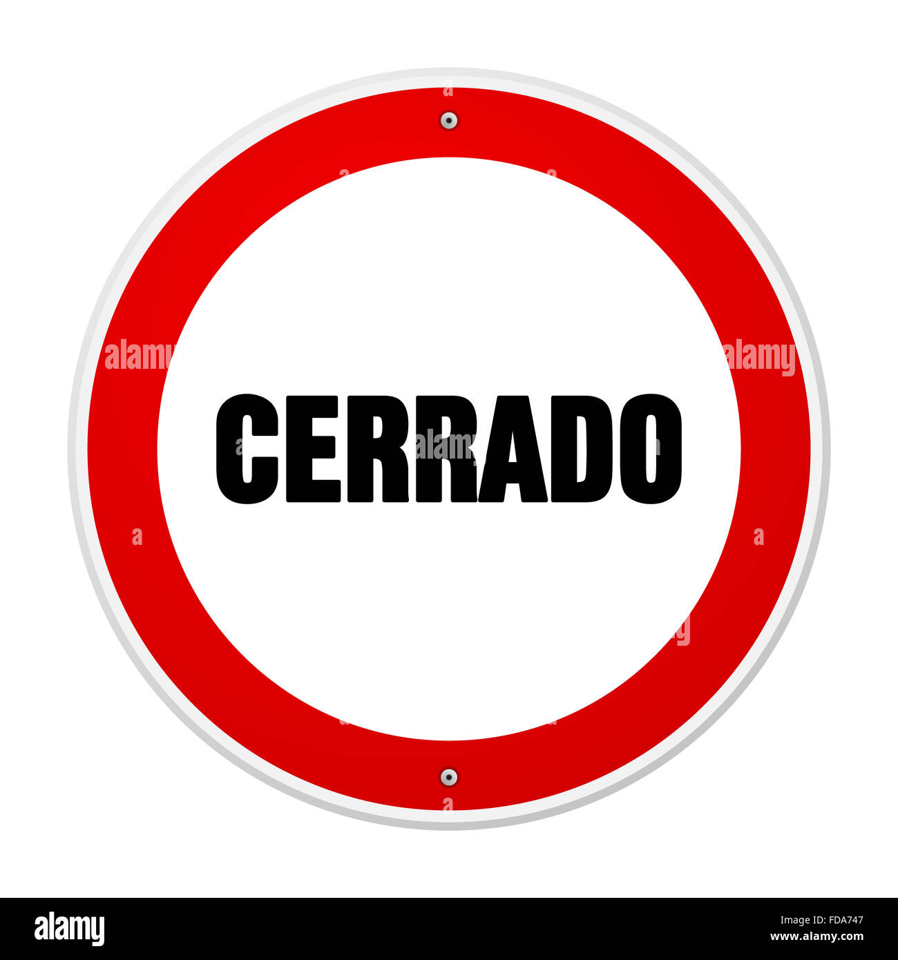 Closed Cerrado sign in white and red Stock Photo - Alamy