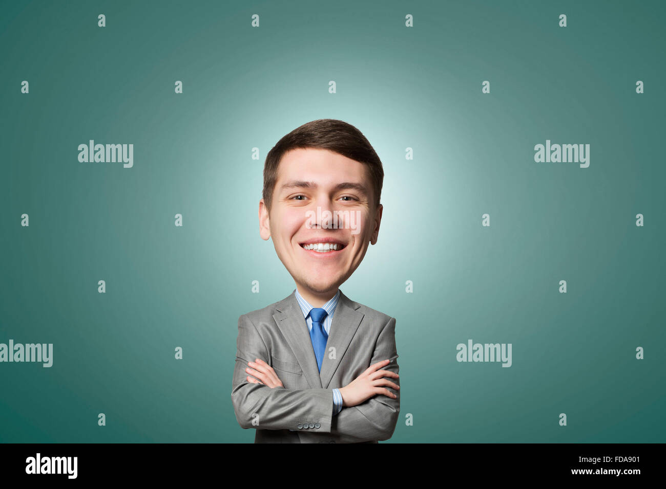 Funny smiling business man with a big head Stock Photo - Alamy