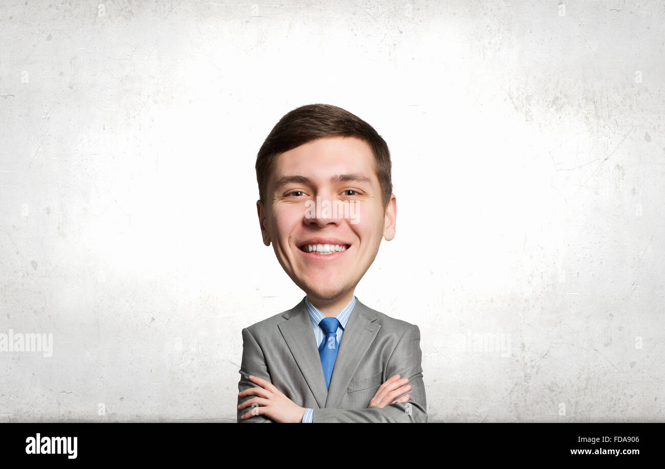 Funny smiling business man with a big head Stock Photo - Alamy