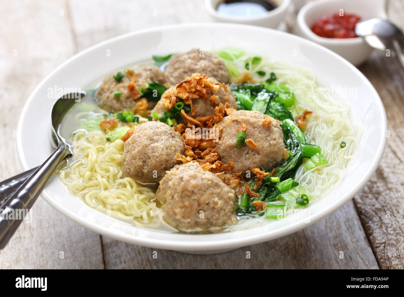bakso, meatball soup with noodles, indonesian cuisine Stock Photo Alamy