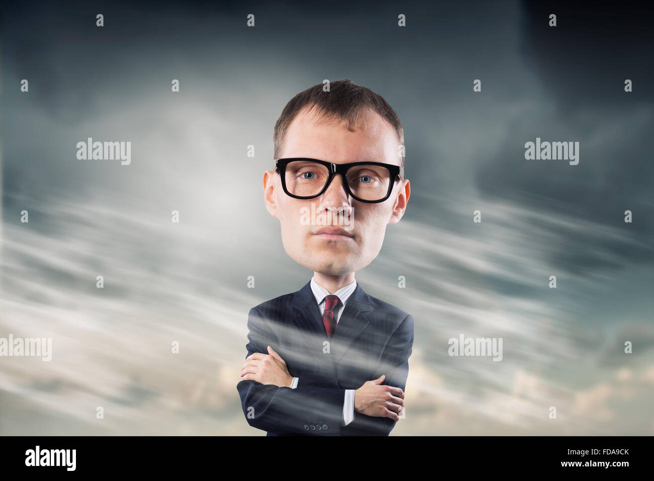 Young funny man in glasses with big head Stock Photo Alamy