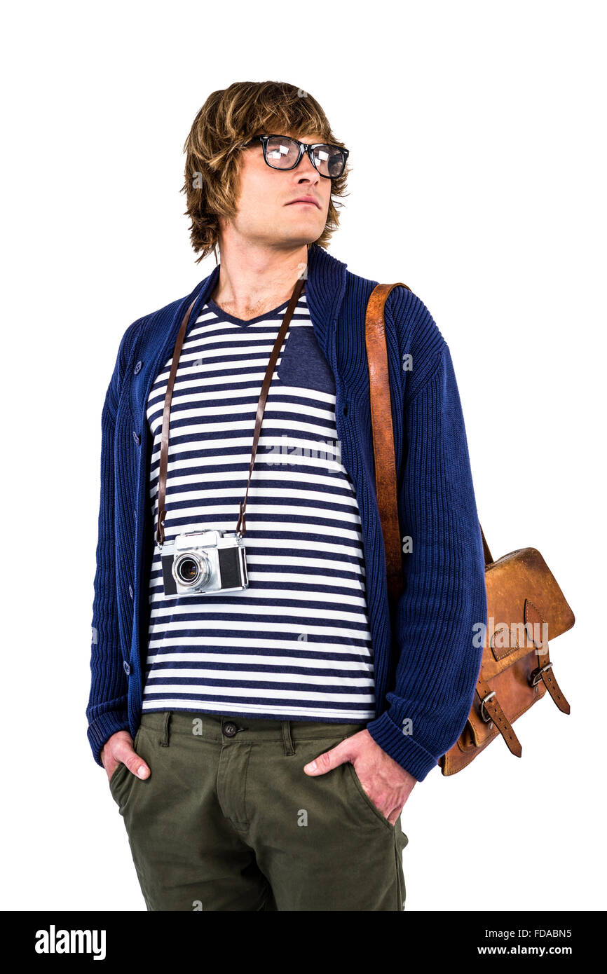 Thoughtful hipster looking away Stock Photo - Alamy