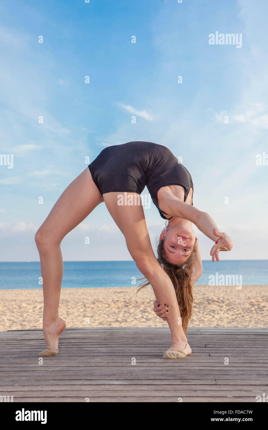 flexible gymnast in dance pose Stock Photo