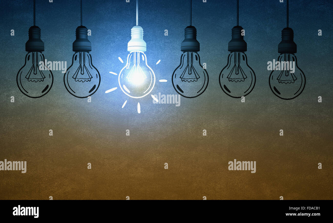 Light bulbs on dark background with one glowing Stock Photo - Alamy