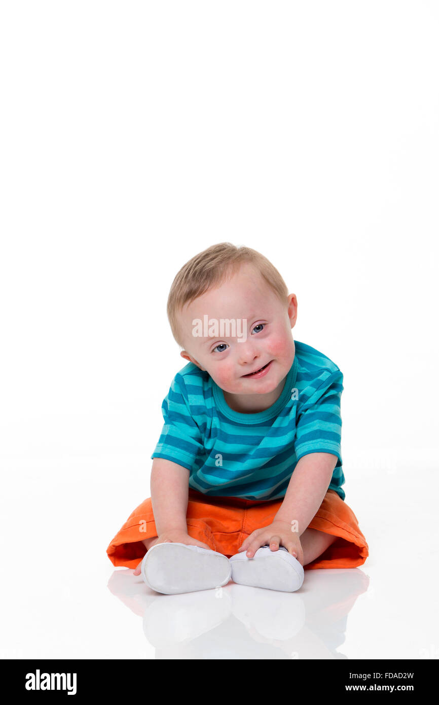 Portrait Down Syndrome Boy Boring Stock Photo 558506104