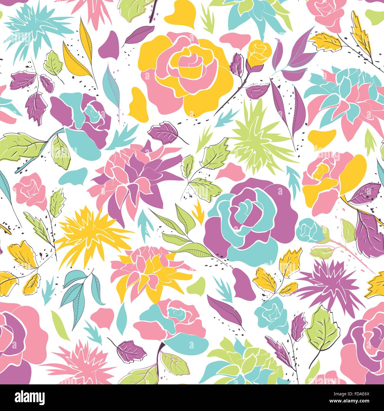 Seamless pattern with hand drawn doodle flowers . Hand drawn design for ...