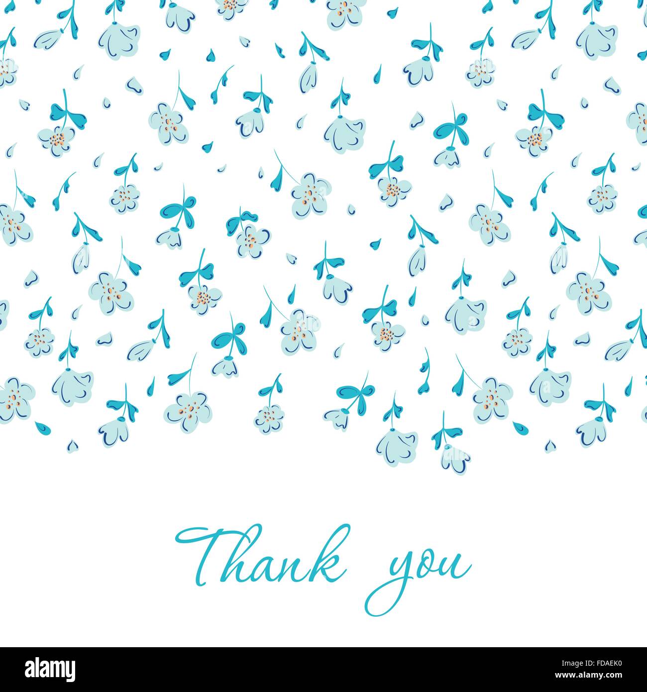 Card with hand drawn doodle flowers . Hand drawn design for Thank you ...