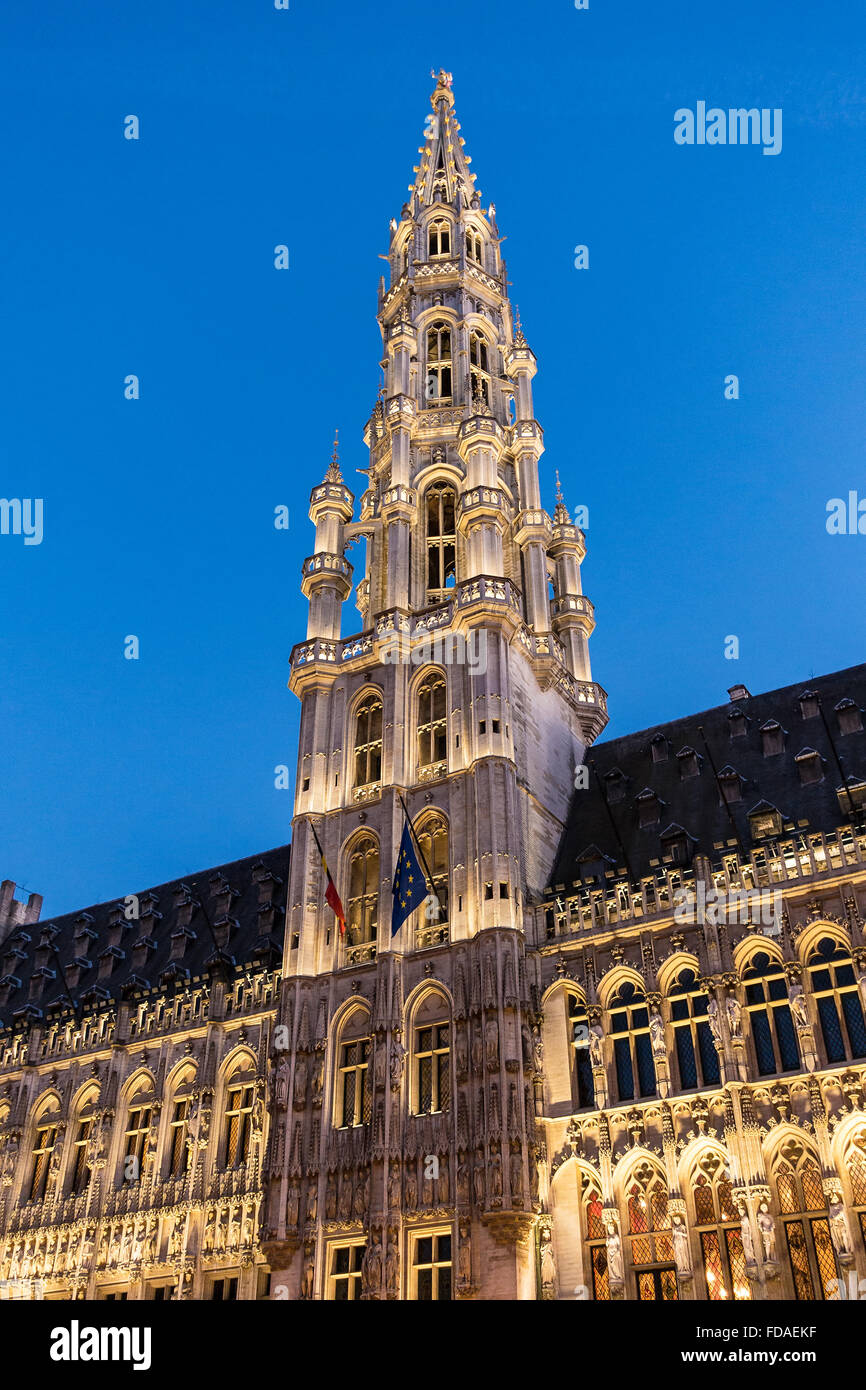 Historical buildings in Brussels (Belgium) with blue sky Stock Photo