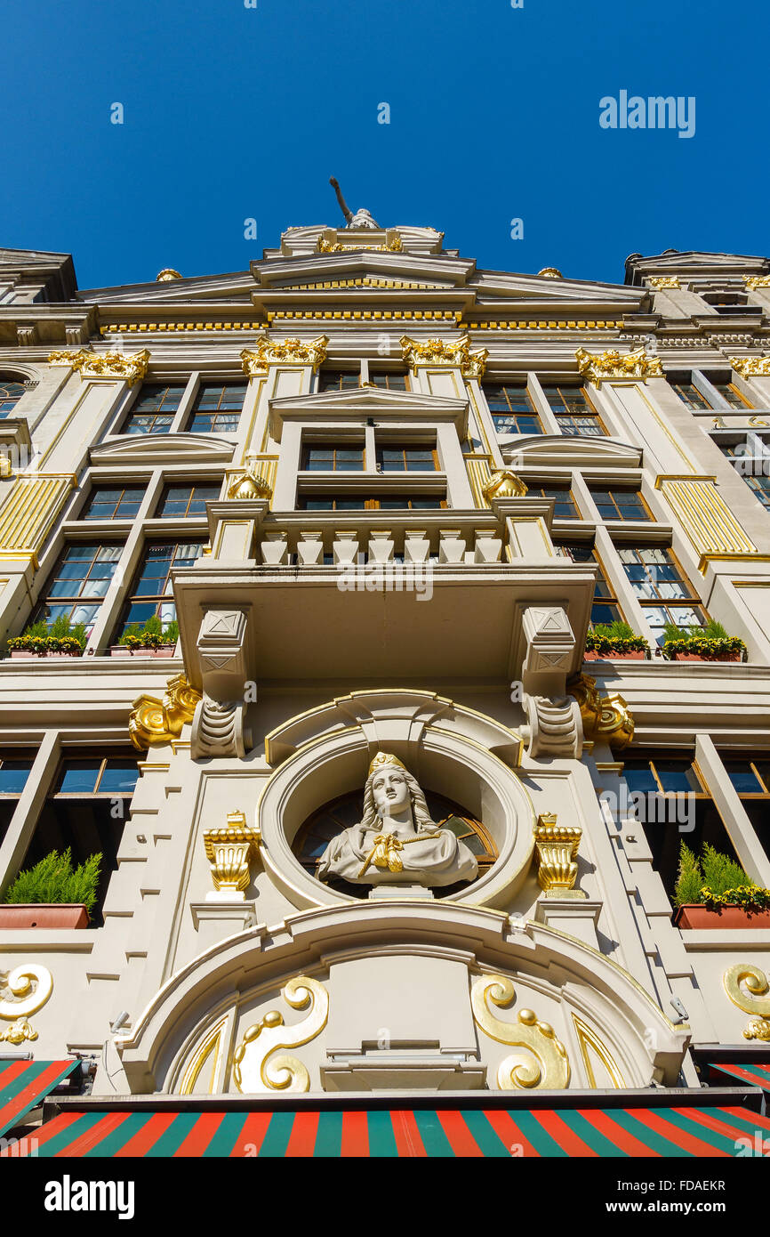 Historical buildings in Brussels (Belgium) with blue sky Stock Photo