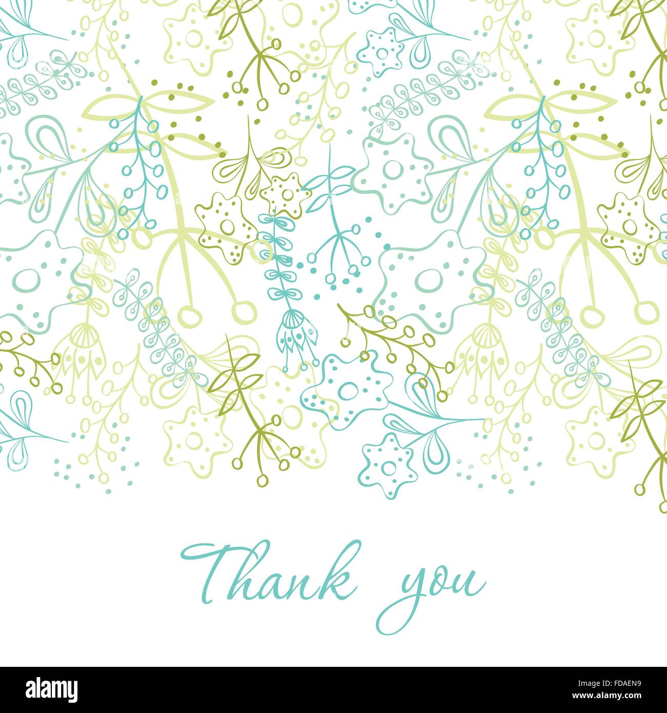 Card with hand drawn doodle flowers . Hand drawn design for Thank you ...